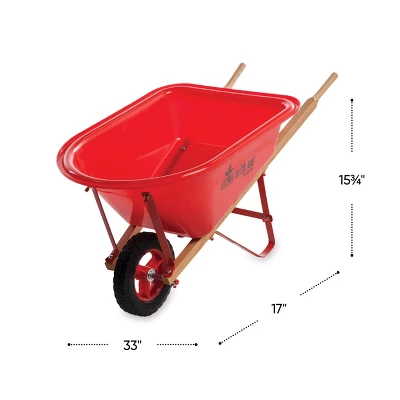 HearthSong Durable Kids' Grow-With-Me Red Wheelbarrow And Adjustable Garden Tool Set; Includes Wheelbarrow, Shovel, Hoe, Leaf Rake, And Soil Rake 2 HearthSong Durable Kids' Grow-With-Me Red Wheelbarrow And Adjustable Garden Tool Set; Includes Wheelbarrow, Shovel, Hoe, Leaf Rake, And Soil Rake - Image 2