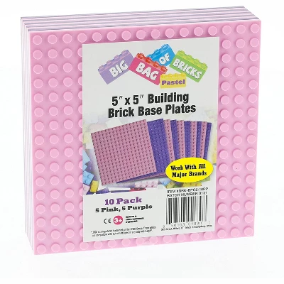 Big Bag Of Bricks Pink & Purple Building Plates 5"x5", 10 Pack 1 Big Bag Of Bricks Pink & Purple Building Plates 5"x5", 10 Pack