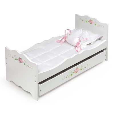 Badger Basket White Rose Doll Bed With Trundle 3 Badger Basket White Rose Doll Bed With Trundle - Image 3