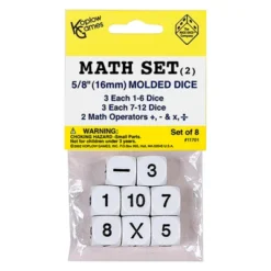 Koplow Games Whole Number Dice Set, 8 Per Pack, 6 Packs