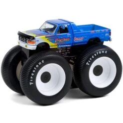 1996 Ford F-250 Monster Truck "Bigfoot #7" Blue W/Flames "Bigfoot At Race Rock" 1/64 Diecast Model Car By Greenlight