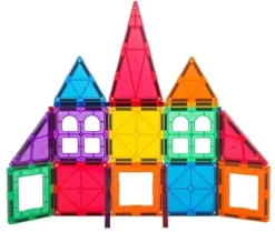 Playmags Magnetic Tile Set, 38-Piece Strongest Magnets Building Blocks For Kids, Creativity And Educational Building Toys For Children, STEM Approved