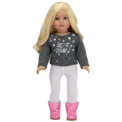 Sophia's - 18" Doll - "Let It Snow" Sweater, Lace Skirt, Leggings, Earmuffs, Pocket Scarf & Ewe Boots - Grey/White/Pink -FUNKO Shop GUEST 0d0a36d6 040a 4204 9bbd 476e388ae498