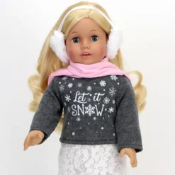 Sophia's - 18" Doll - "Let It Snow" Sweater, Lace Skirt, Leggings, Earmuffs, Pocket Scarf & Ewe Boots - Grey/White/Pink -FUNKO Shop GUEST 0e2a2024 51d0 43c3 bcc1 f9b749f91402