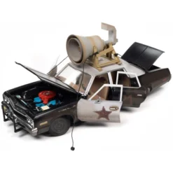 1974 Dodge Monaco "Bluesmobile" Black & White (Dirty) W/Figures "The Blues Brothers" (1980) 1/18 Diecast Model Car By Auto World