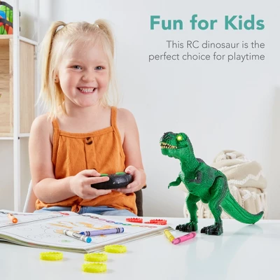 Best Choice Products Kids Remote Control Dinosaur Toy, Electronic RC T-Rex W/ Light-Up LED Eyes, Roaring Sounds - Green 1 Best Choice Products Kids Remote Control Dinosaur Toy, Electronic RC T-Rex W/ Light-Up LED Eyes, Roaring Sounds - Green