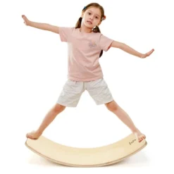 Costway Wooden Wobble Balance Board Kids 35'' Rocker Yoga Curvy Board Toy W/Felt Layer -FUNKO Shop GUEST 14b79ab6 a725 4d5b ac14 dc83c5fdcff1