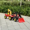 Aosom 3 In1 Kids Ride On Bulldozer/Excavator Toy With 6 Wheels Controllable Cargo Trailer & Easy Pedal Controls