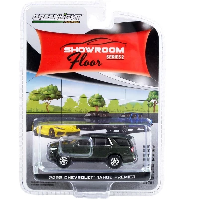 2022 Chevrolet Tahoe Premier Evergreen Gray Metallic "Showroom Floor" Series 2 1/64 Diecast Model Car By Greenlight 2 2022 Chevrolet Tahoe Premier Evergreen Gray Metallic "Showroom Floor" Series 2 1/64 Diecast Model Car By Greenlight - Image 2