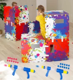 HearthSong 32-Panel Battle Fortress Fantasy Forts Indoor Building Kit With 2 Blasters And 24 Foam Balls