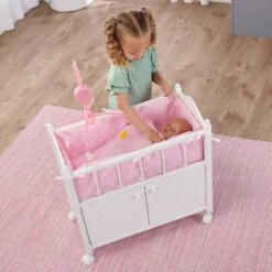 Badger Basket Cabinet Doll Crib With Gingham Bedding And Free Personalization Kit - White/Pink -FUNKO Shop GUEST 22506619 45e2 46bc a47c 03b52ce002a0