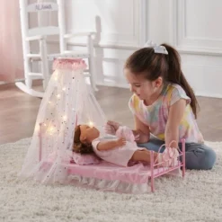 Starlights LED Canopy Metal Doll Bed With Bedding - Pink -FUNKO Shop GUEST 22a6c1f7 78c1 41d6 8fd3 816be772e426