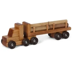 Remley Kids Wooden Log Trailer Truck Playset W/ Logs
