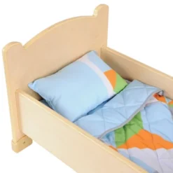 Kaplan Early Learning Wooden Doll Bed With Bedding
