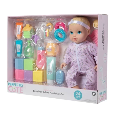 Perfectly Cute 24pc Baby Doll Deluxe Play And Care Set - Blonde Hair 2 Perfectly Cute 24pc Baby Doll Deluxe Play And Care Set - Blonde Hair - Image 2