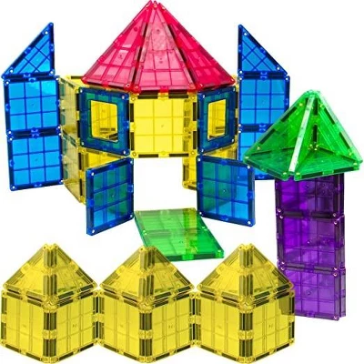 Magnetic Tiles Building Blocks 100pc Set - Includes Bonus 13 Piece Insert Alphabet Cards - STEM 3D Magnet Tiles - Play22usa 4 Magnetic Tiles Building Blocks 100pc Set - Includes Bonus 13 Piece Insert Alphabet Cards - STEM 3D Magnet Tiles - Play22usa - Image 4