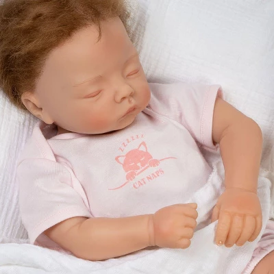 Paradise Galleries Reborn Baby Doll Girl - 18 Inch Sleeping Kitten With Rooted Hair, Made In GentleTouch Vinyl, 5-Piece Realistic Doll Gift Set 5 Paradise Galleries Reborn Baby Doll Girl - 18 Inch Sleeping Kitten With Rooted Hair, Made In GentleTouch Vinyl, 5-Piece Realistic Doll Gift Set - Image 5