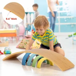 Babyjoy Wooden Wobble Balance Board 35.5" Rocker Yoga Curvy Board Toy Kids Adult -FUNKO Shop GUEST 2bc7c0ce ab79 4eee b39a be71d79b7c9c