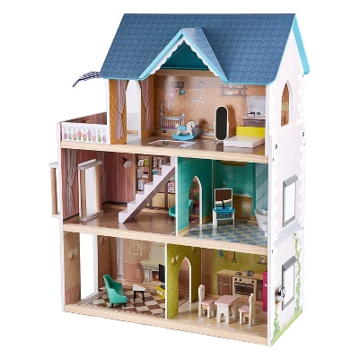 Hape Little Room Pretend Play 3 Story Wooden Doll House W/ Light, Doorbell, & Bedroom, Bathroom, Living Room, & Dining Furniture For Kids Age 3 And Up 2 Hape Little Room Pretend Play 3 Story Wooden Doll House W/ Light, Doorbell, & Bedroom, Bathroom, Living Room, & Dining Furniture For Kids Age 3 And Up - Image 2