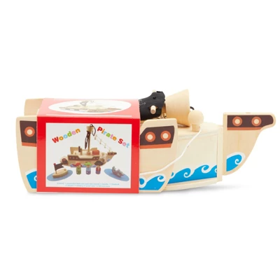 11-Pcs Blue Panda Kids Pirate Ship Set, Wooden Toy Boat With Accessories For Boys And Girls, Kids Ages 3 And Up, Pirate Playset Pack With Figurines 7 11-Pcs Blue Panda Kids Pirate Ship Set, Wooden Toy Boat With Accessories For Boys And Girls, Kids Ages 3 And Up, Pirate Playset Pack With Figurines - Image 7