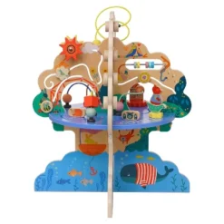 Manhattan Toy Playground Adventure Wooden Toddler Activity Center With Gliders, Abacus Track, Spinners, Spring Toys And Bead Runs