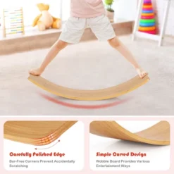 Babyjoy Wooden Wobble Balance Board 35.5" Rocker Yoga Curvy Board Toy Kids Adult -FUNKO Shop GUEST 380a8f03 7fb6 403c 9da6 dd2e68e8d4ed