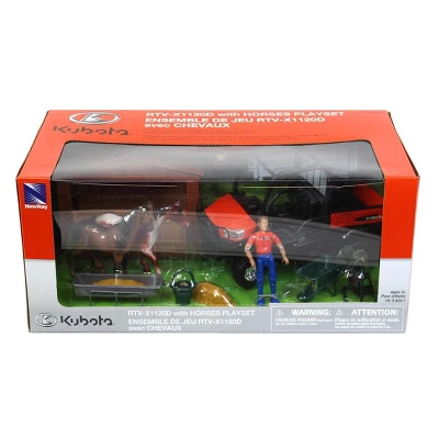 New Ray 1/18 Kubota RTV-X1120D With Horses Playset SS-33343 1 New Ray 1/18 Kubota RTV-X1120D With Horses Playset SS-33343