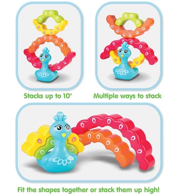 Kidoozie Rainbow Peacock Stacker, Many Ways To Stack, Colorful And Engaging Play, Easy To Grasp, For Ages 12 Months And Up 4 Kidoozie Rainbow Peacock Stacker, Many Ways To Stack, Colorful And Engaging Play, Easy To Grasp, For Ages 12 Months And Up - Image 4