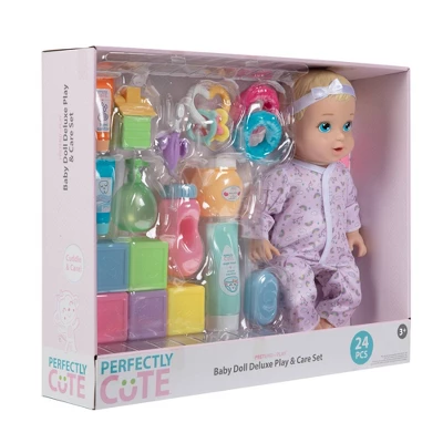 Perfectly Cute 24pc Baby Doll Deluxe Play And Care Set - Blonde Hair 3 Perfectly Cute 24pc Baby Doll Deluxe Play And Care Set - Blonde Hair - Image 3