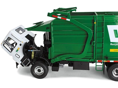 Mack TerraPro "Waste Management" Garbage Truck W/Wittke Front Load White & Green W/Garbage Bin 1/34 Diecast Model By First Gear 4 Mack TerraPro "Waste Management" Garbage Truck W/Wittke Front Load White & Green W/Garbage Bin 1/34 Diecast Model By First Gear - Image 4