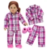 Sophia’s Flannel Pajama & Slippers Set For 18'' Dolls, Pink