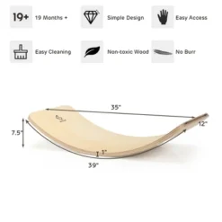 Costway Wooden Wobble Balance Board Kids 35'' Rocker Yoga Curvy Board Toy W/Felt Layer