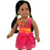 Sophia’s Bathing Suit & Sarong Outfit Set For 18” Dolls, Orange/Hot Pink