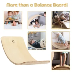 Costway Wooden Wobble Balance Board Kids 35'' Rocker Yoga Curvy Board Toy W/Felt Layer -FUNKO Shop GUEST 4a769e2a 172e 4ff8 807f ab6536a16cef