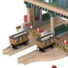 Thomas & Friends Knapford Station Wooden Railway Passenger Pickup Playset With 2 Passenger Cars, 1 Cargo Car, 5 Story Tiles And 4 Track Adapters