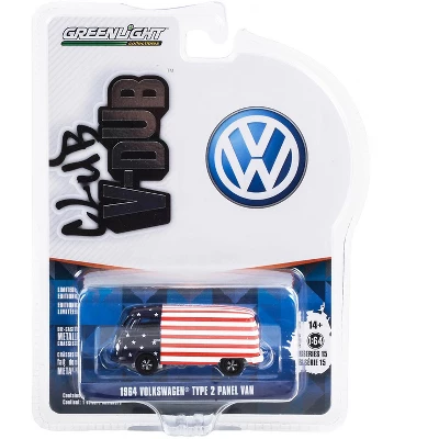 1964 Volkswagen Type 2 Panel Van American Flag Livery "Club Vee V-Dub" Series 15 1/64 Diecast Model Car By Greenlight 2 1964 Volkswagen Type 2 Panel Van American Flag Livery "Club Vee V-Dub" Series 15 1/64 Diecast Model Car By Greenlight - Image 2