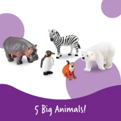 Learning Resources Jumbo Zoo Animals I Monkey, Penguin, Zebra, Polar Bear, And Hippo, 5 Animals