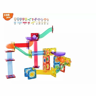 Link Kids Magnetic Building Blocks Tile Fantasy Castle Set Help Build Kids Creativity Minds Open Ended Play Educational 108 Piece Set 2 Link Kids Magnetic Building Blocks Tile Fantasy Castle Set Help Build Kids Creativity Minds Open Ended Play Educational 108 Piece Set - Image 2