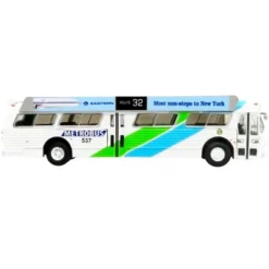 Flxible 53102 Transit Bus #32 "Miami" Metrobus W/Bus-O-Rama Boards White W/Stripes 1/87 (HO) Diecast Model By Iconic Replicas