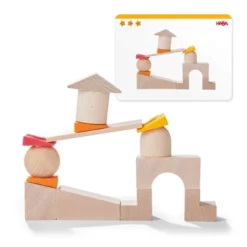 HABA Teetering Towers Wooden Blocks With Pattern Cards (Made In Germany)