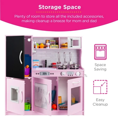 Best Choice Products Pretend Play Kitchen Wooden Toy Set For Kids W/ Telephone, Utensils, Oven, Microwave 5 Best Choice Products Pretend Play Kitchen Wooden Toy Set For Kids W/ Telephone, Utensils, Oven, Microwave - Image 5