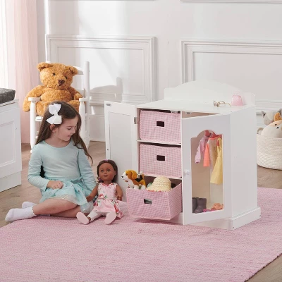 Badger Basket Mirrored Doll Armoire With Baskets 3 Badger Basket Mirrored Doll Armoire With Baskets - Image 3