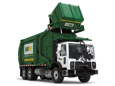 Mack TerraPro "Waste Management" Garbage Truck W/Wittke Front Load White & Green W/Garbage Bin 1/34 Diecast Model By First Gear 2 Mack TerraPro "Waste Management" Garbage Truck W/Wittke Front Load White & Green W/Garbage Bin 1/34 Diecast Model By First Gear - Image 2