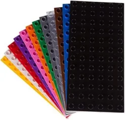 Strictly Briks Toy Building Block Classic Big Briks Baseplates Premium 7.5" X 3.75" Large Brick Building Base Plates For Kid, Rainbow Colors, 12 Pc