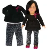 Sophia’s Animal Print Jeans & Long Sleeve Ruffle Tee For 18” Dolls, Black