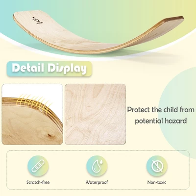 Costway Wooden Wobble Balance Board Kids Adult 35'' Rocker Board Toy Support 660LBS 7 Costway Wooden Wobble Balance Board Kids Adult 35'' Rocker Board Toy Support 660LBS - Image 7