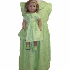 Doll Clothes Superstore Matching Designer Long Lime Dress For Girl And Dolls Size 4