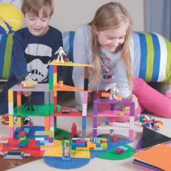 Strictly Briks Toy Building Block - Classic Stackable Half Circle, Triangle, Square Baseplates (96-pieces)