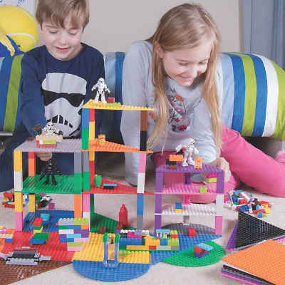 Strictly Briks Toy Building Block - Classic Stackable Half Circle, Triangle, Square Baseplates (96-pieces) 1 Strictly Briks Toy Building Block - Classic Stackable Half Circle, Triangle, Square Baseplates (96-pieces)