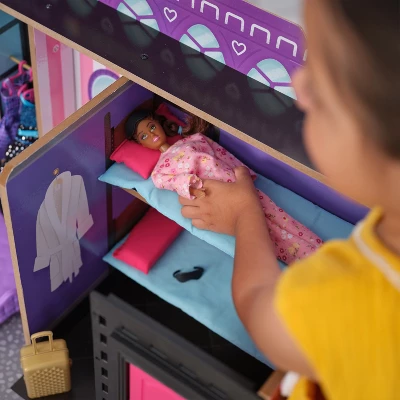 KidKraft 2-in-1 Wooden Hotel & Waterslide Dollhouse 10 KidKraft 2-in-1 Wooden Hotel & Waterslide Dollhouse - Image 10